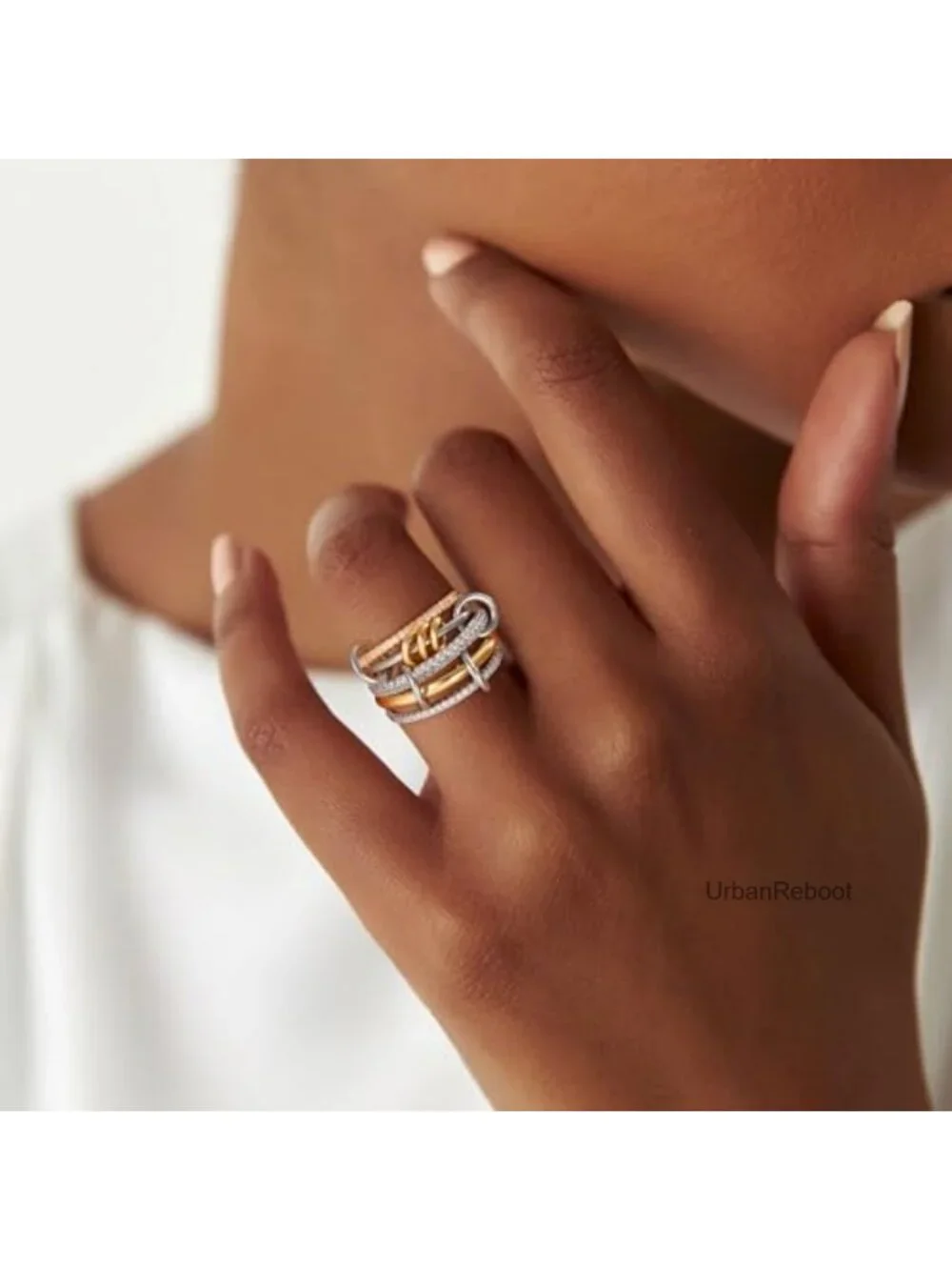 Gold Plated Stackable Rings Set 18k, Cubic Zirconia, Hypoallergenic, Size 5-10